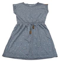 Tmavomodré melírované vzorované bavlněné šaty Yigga