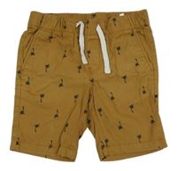 Hnědé plátěné kraťasy s palmami H&M
