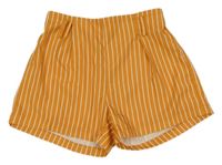 Oranžovo-smetanové pruhované lehké kraťasy