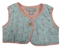 Světlemodrá květovaná prošívaná zateplená crop vesta Primark