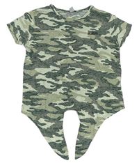 Khaki army tričko s uzlem Primark