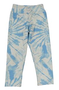 Bílo-modré batikované sportovní crop legíny Zara