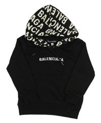 Černá mikina s logem a pletenou kapucí - Balenciaga