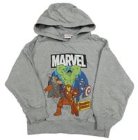 Šedá mikina s Marvel a kapucí Marvel