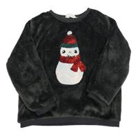 Tmavošedá plyšová mikina se sněhulákem z flitrů H&M
