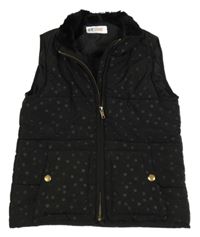 Černá puntíkatá šusťáková zateplená vesta H&M