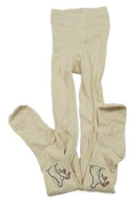 Světlebéžové punčocháče s králíky 