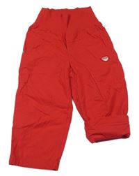 Červené plátěné podšité kalhoty s úpletovým pasem 