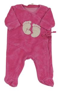 Růžový sametový overal s obrázkem 