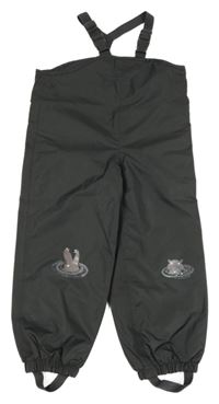 Tmavošedé šusťákové podšité laclové kalhoty Pocopiano