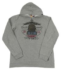 Šedá melírovaná mikina s orlem a kapucí 