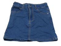 Modrá riflová sukně s kapsami 