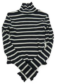 Černo-bílé pruhované žebrované crop triko C&A