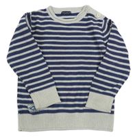 Tmavomodro-šedý pruhovaný lehký svetr Next