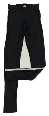 Černé sportovní legíny se stříbrným pruhem 