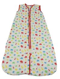 Bílo-barevný zateplený spací pytel se zvířátky 