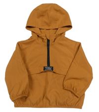 Hnědá šusťáková lehká bunda s nášivkou a kapucí shein