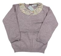 Nové - pudrově fialový lehký svetr s límečkem Primark