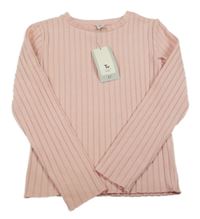 Nové - světlerůžový žebrovaný úpletový lehký svetr Tu