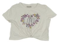 Bílé crop tričko s nápisem Matalan