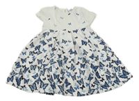 Bílo-modré šaty s motýlky Topomini
