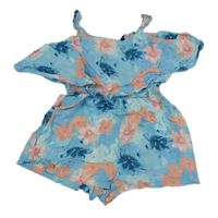 Modro-růžový květovaný lehký kraťasový overal Matalan