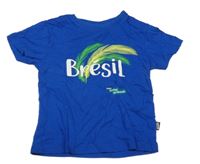 Modré tričko s nápisem 