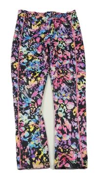 Černo-barevné květované sportovní legíny Next