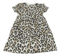 Bílo-šedo-hnědé leopardí šaty Nutmeg