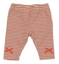 Růžovo-bílé pruhované legíny s mašličkami 