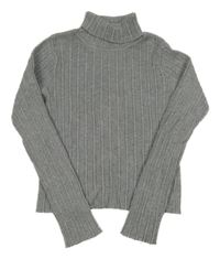 Šedý žebrovaný crop svetrový rolák Zara