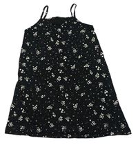 Černé květované bavlněné šaty George
