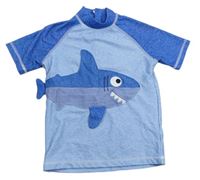 Světlemodro-modré melírované UV tričko se žralokem Next