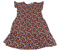 Černo-růžovo-modro-mintové květované šaty Primark