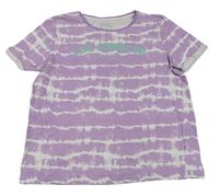 Lila-bílé pruhované tričko s nápisem Primark