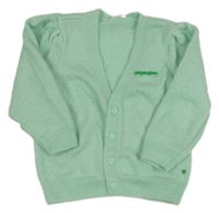 Pistáciový chlupatý propínací svetr