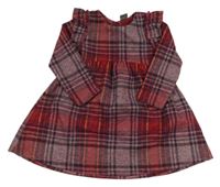 Vínovo-fialové kostkované úpletové šaty s volánky Next