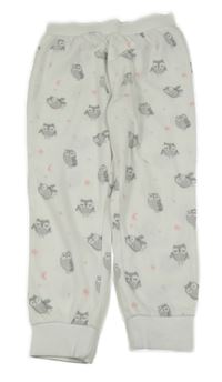 Bílé fleecové pyžamové kalhoty se sovami F&F