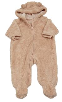 Růžová chlupatá kombinéza s kapucí Next