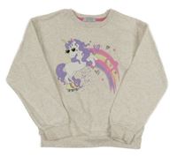 Béžová melírovaná mikina s jednorožcem Primark
