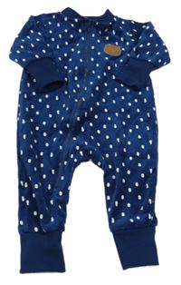 Tmavomodrý puntíkatý sametový overal s medvídkem Ergee