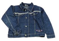 Tmavomodrá riflová bunda s výšivkou z květů Dopodopo