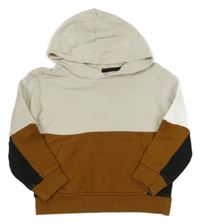 Bílo-hnědo-černá mikina s kapucí H&M