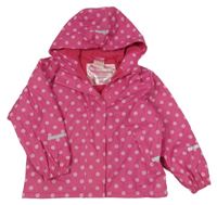 Fuchsiová puntíkatá voděodolná zateplená bunda s kapucí Impidimpi