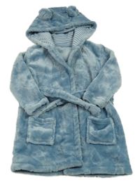 Modrý plyšový župan s kapucí Tu