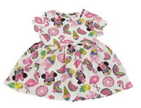 Bílo-růžové šaty s Minnie a Daisy Disney