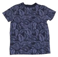 Tmavomodré tričko s listy Primark