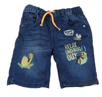 Tmavomodré teplákové kraťasy se zvířátky 