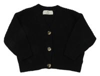 Černý žinylkový propínací svetr H&M