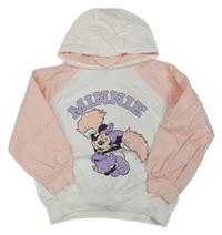 Bílo-růžová mikina s Minnie a kapucí Disney